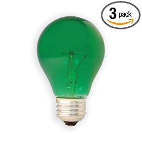 GE 16553 25 Watt Party Light Bulb, Green, 3 Pack by General Electric