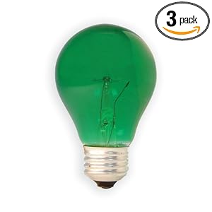 GE Lamps 16553 25 Watt Party Light Bulb, Green, 3-Pack by 