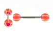 14g Stainless Steel Barbell - Orange with Purple Star - 6mm Ball - 5/16" (Sold as a Pair)