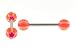 14g Stainless Steel Barbell - Orange with Purple Star - 6mm Ball - 5/16" (Sold as a Pair)