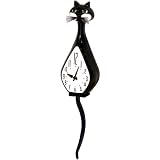Simone Animated Cat Clock - Black
