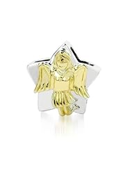 Sterling Silver and 18k Yellow Gold Accent Virgo Zodiac Charm, Fits Pandora and All Brands Charm Bracelets and Necklaces.