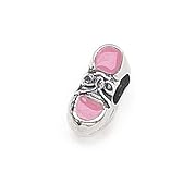 Zable Engraveable Baby Shoe Pink Pandora Compatible Bead Charm