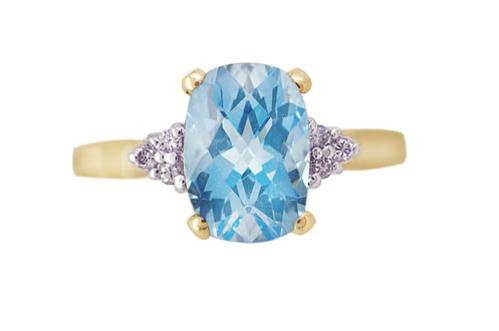 14K 3.50 CT Blue Topaz & Diamond Ring