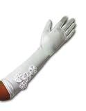 Fancy Pinwheels Long Satin Gloves with Rhinestones