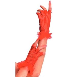 Be Wicked Women's Red Fingerless Wrist Length Lace Gloves, Red, One Size