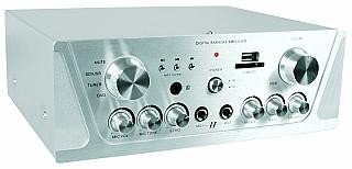 Hifi-Verstärker HOLLYWOOD “HVA-5000USB” 2x50W, USB/SD, Fernbed., silber, Karaoke, 230V~