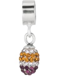 925 Sterling Silver Purple, White & Amber Easter Egg Bead, For Chamilia, Pandora, Biagi, Personality, Reflections And More Charm Bracelets