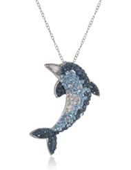 Sterling Silver Swarovski Crystal Dolphin Pendant Necklace, 18"