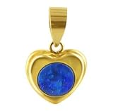 14 KT Yellow Gold 10 MM Heart with Opal Inlay 14k Pendant