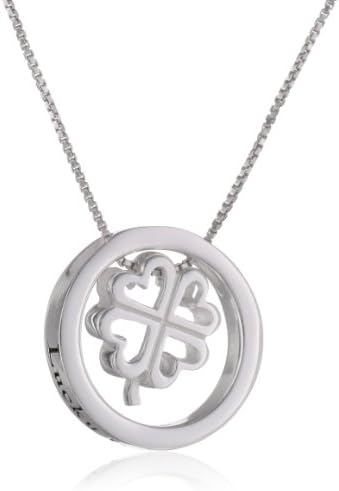 Silver Tone "Lucky to Have You" Four Leaf Clover Pendant Necklace