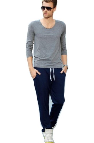 WIIPU Men Casual sports large pocket harem pants sports trousers (J383)