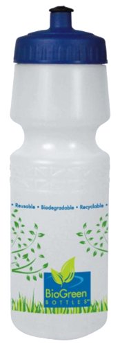 BioGreen Biodegradable BPA-Free Sport Bottle with Wide Mouth DuoFlow Lid (26-Ounce, Frosted Clear, Trees)