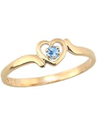 14K Gold 3 1/2 Childrens Genuine December Birthstone Ring - Blue Zircon