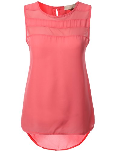 J.TOMSON Womens Sleeveless Chiffon Sheer Blouse