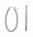 14kt White Gold Rope Design Oval Hoop Earrings title=