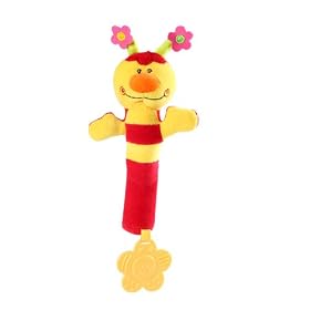 Red & Yellow Squeeky Soft Teether Toy - FOR BABY (suitable for 0+) - BPA FREE