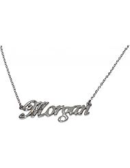 Name Necklaces Morgan - Personalized Necklace White Gold Plated 18K, Belcher Chain, 2mm Thick