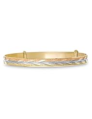 14K Tri-Color Gold Children / Teen Adjustable Bangle 4.5mm Wide
