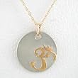 Round Om or Aum Pendant in Sterling Silver and Vermeil on a 16" 14KGF Chain, #8493