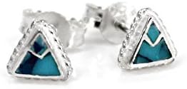 Sterling Silver Stone Inlay Triangle Everyday "Mara" Stud Post Earrings, Turquoise