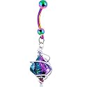 Handcrafted Genuine Swarovski&reg; Sterling Spiral DICHROIC GLASS Rainbow Titanium Belly Ring