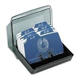 Search : Petite® Covered Card File, 125 2-1/4 x 4 Cards/6 Guides, Black Plastic (ROL67071)
