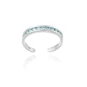 Sterling Silver Toe Ring with Channel Set Light Blue CZ