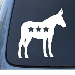 DEMOCRAT DONKEY - Patriotic - Car, Truck, Notebook, Vinyl Decal Sticker #1159 | Vinyl Color: White
