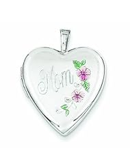Genuine 14K White Gold 20mm White Gold Enamel Flowers Mom Heart Locket 2 Grams Of Gold 100% Satisfaction Guaranteed.