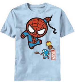 Marvel Toy Captain America Ironman Spider-man Men's Light Blue T-shirt