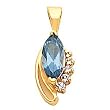 14K Yellow Gold London Blue Topaz and Diamond Pendant