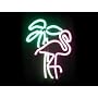 Pink Flamingo with Palm Tree - Neon Sign
