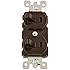 Leviton 5241 15 Amp, 120/277 Volt, Duplex Style Single-Pole/3-Way Ac Combination Switch, Commercial Grade, Brown