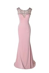 Satin Round Neck Mermaid Sleeveless Sheer Backless Crystal  Beaded Evening Dress/Prom Dress/Wedding Party Dress  with a Brush/Sweep Train  With a Bow(s)