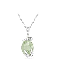 Pear Shaped Green Amethyst and Diamond Pendant in White Gold
