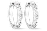 1/2 Carat Diamond Hoop Earrings 14K White Gold