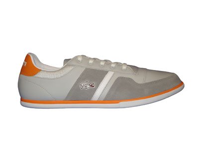 LACOSTE Beckley MB SPM Leather Retro Sneaker Mens Shoes Grey/Orange