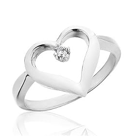 Diamond Heart Ring, Size 7