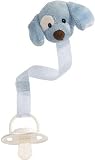 Blue Plush Spunky Puppy Dog Pacifier Clip