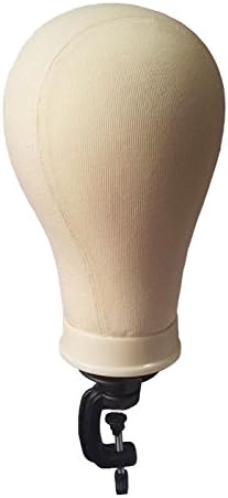 25" Canvas Block Head Millinery &amp; Lace Wigs Hats Mannequin Beige W Clamp