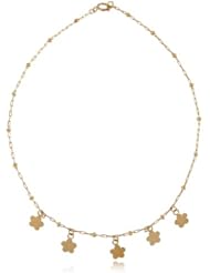 14k Yellow Gold Anklet (Ankle Bracelet) Flower Charms Pendants