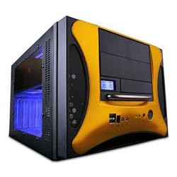 APEVIA X-QPACK2-GD/500 Black/ Gold Aluminum Body/ Front Mask MicroATX Desktop Computer Case 500W Power Supply