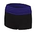 Sexy Mini Knockout Yoga Exercise Gym Workout Cotton Fitted Spandex Shorts (Small, Sapphire Blue Black), Small