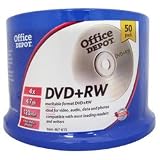 Office Depot 50/pack DVD+RW Rewritable Blank Media Disc Spindle, 4X/120min/4.7GB