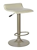 Airlift Stool with Beige Faux Leather Seat in Satin Finish