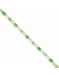 1.6 Carat 14K Gold Diamond and Emerald Oval Bracelet