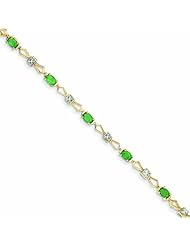 Genuine 14K Yellow Gold Diamond And Emerald Oval Bracelet 5 Grams Of Gold 100% Satisfaction Guaranteed.