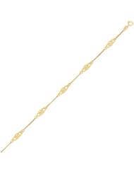 14K Yellow Gold Anklet with Fancy Diamond Shape Filigree Stations
