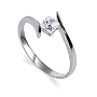 .925 Silver Band Princess Cut Clear Cubic Zirconia Solitaire Slim Promise Ring